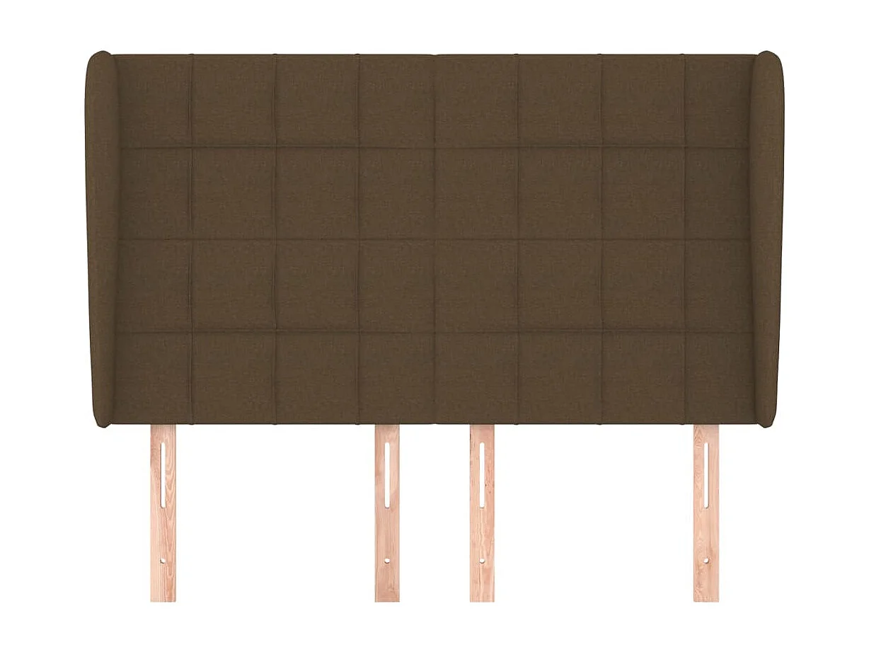 Tête de lit avec oreilles Marron foncé 147x23x118/128 cm Tissu