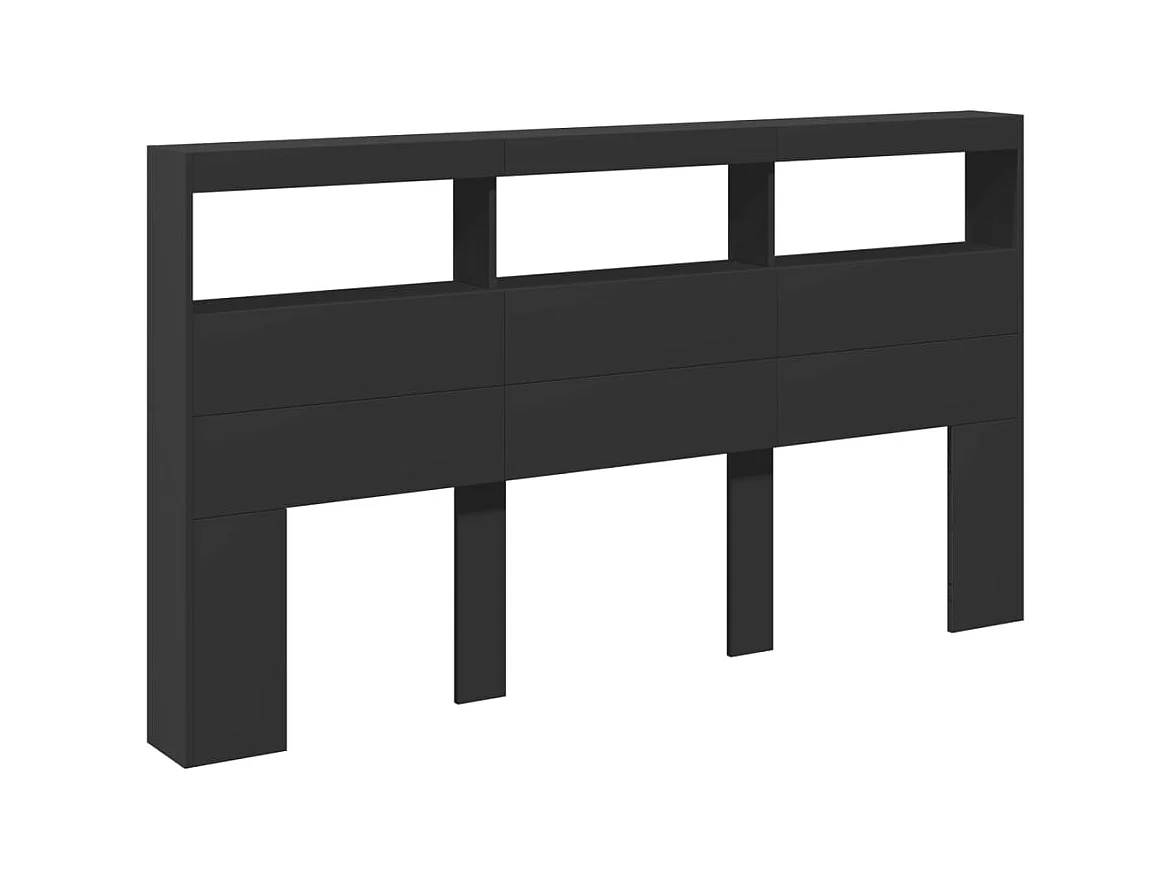 Cabecero de armario con LED negro 180x17x102 cm