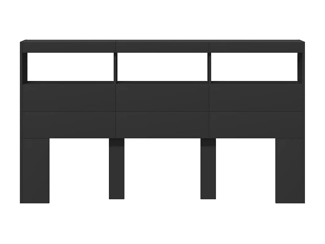 Cabecero de armario con LED negro 180x17x102 cm