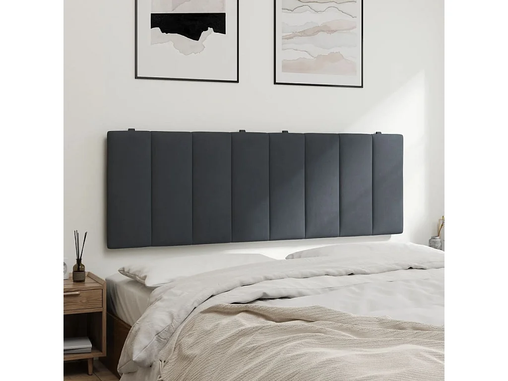 Coussin de tête de lit gris foncé 120 cm velours