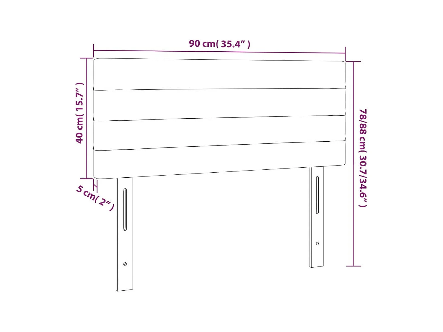 Tête de lit Gris foncé 90x5x78/88 cm Velours