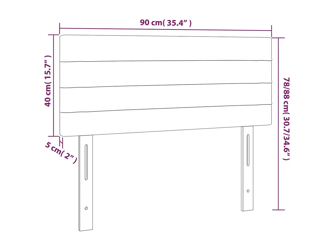 Tête de lit Gris foncé 90x5x78/88 cm Velours