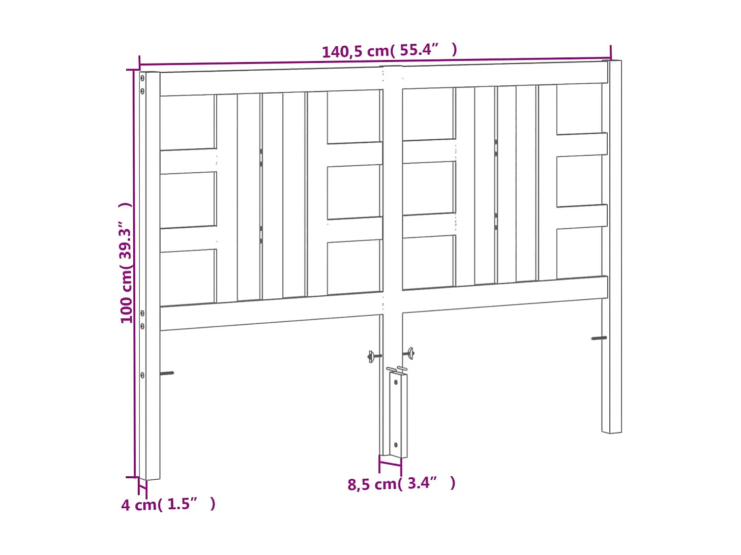 Cabecero encerado marrón 135 cm madera maciza de pino