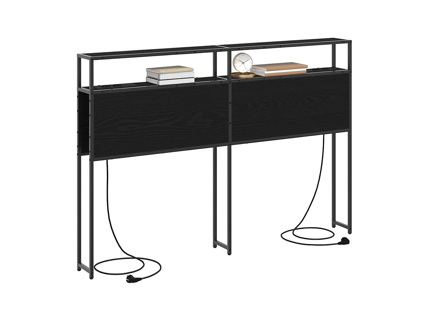 Cabecero de roble negro con almacenaje, 140 cm, madera de ingeniería