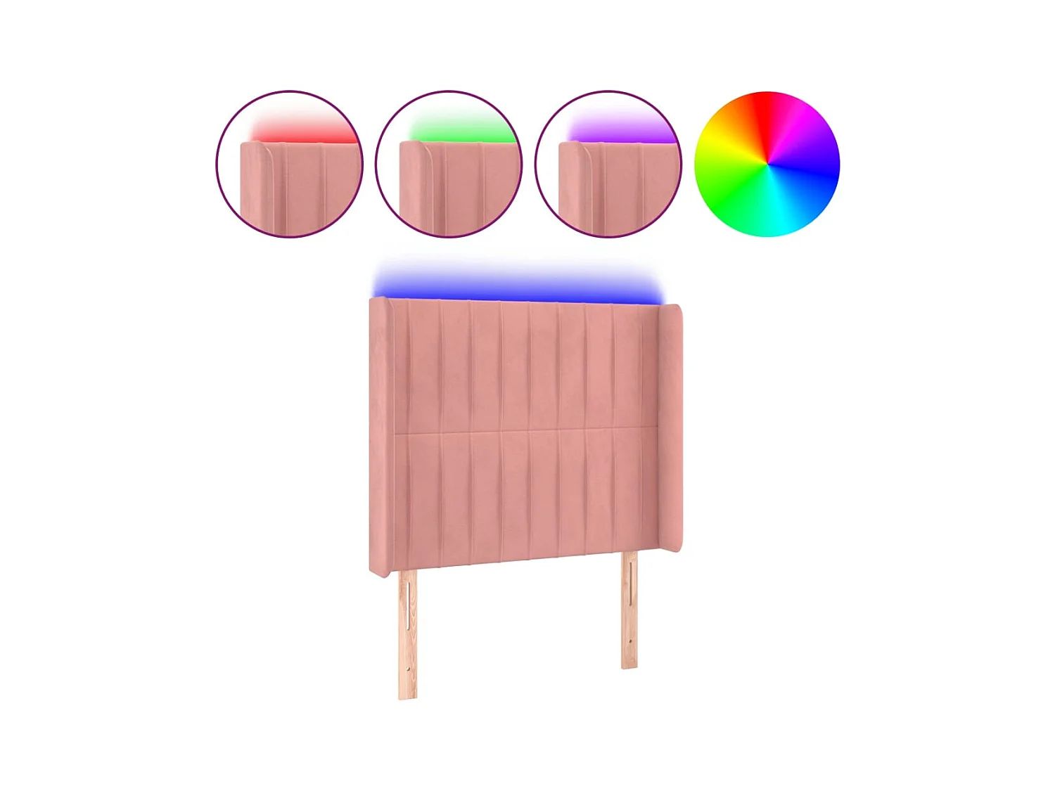 Testiera LED Rosa 103x16x118/128 cm Velluto