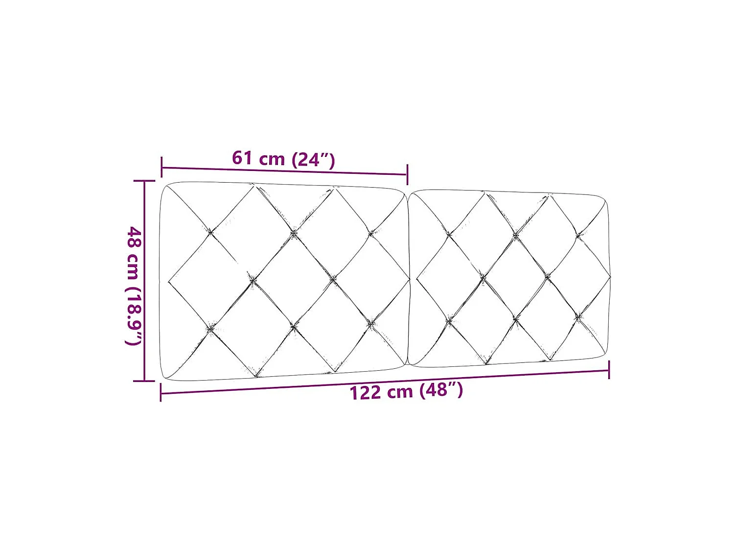 Zwart hoofdbordkussen 120 cm stof
