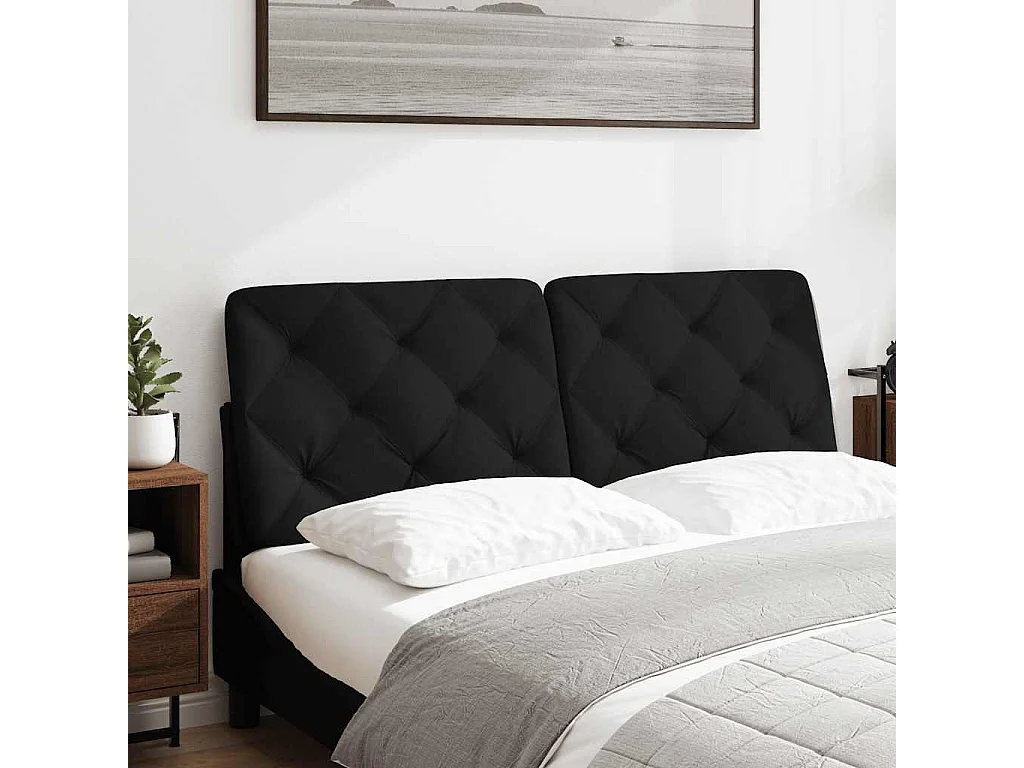 Coussin de tête de lit noir 120 cm tissu