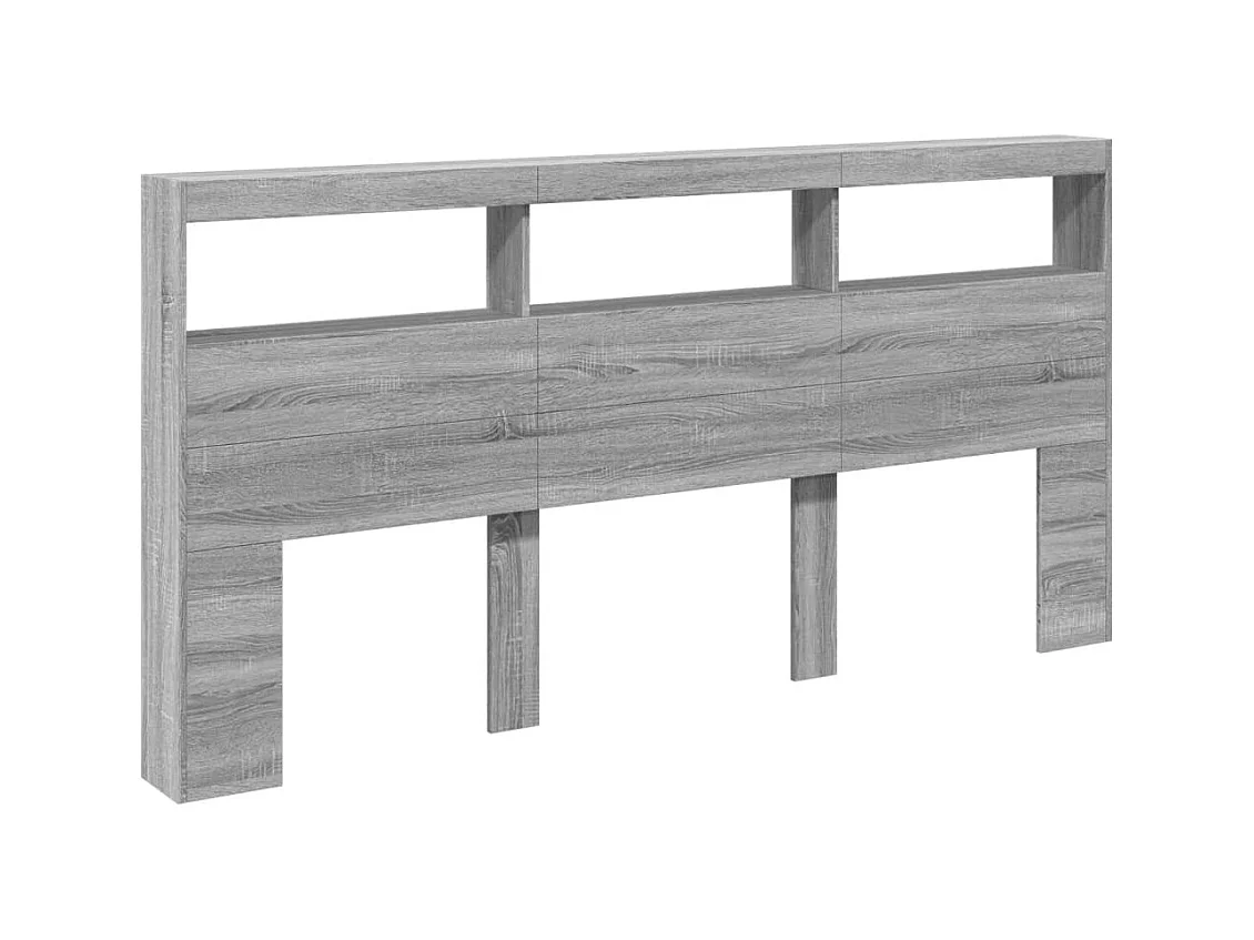 Hoofdbord kledingkast met LED Sonoma grijs 200x17x102 cm