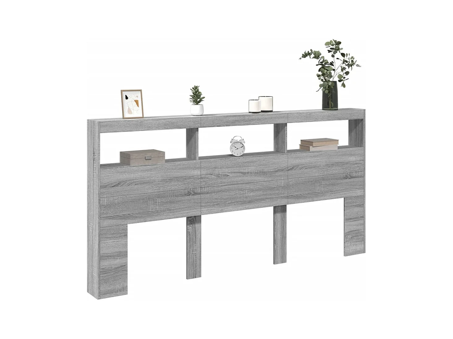 Hoofdbord kledingkast met LED Sonoma grijs 200x17x102 cm