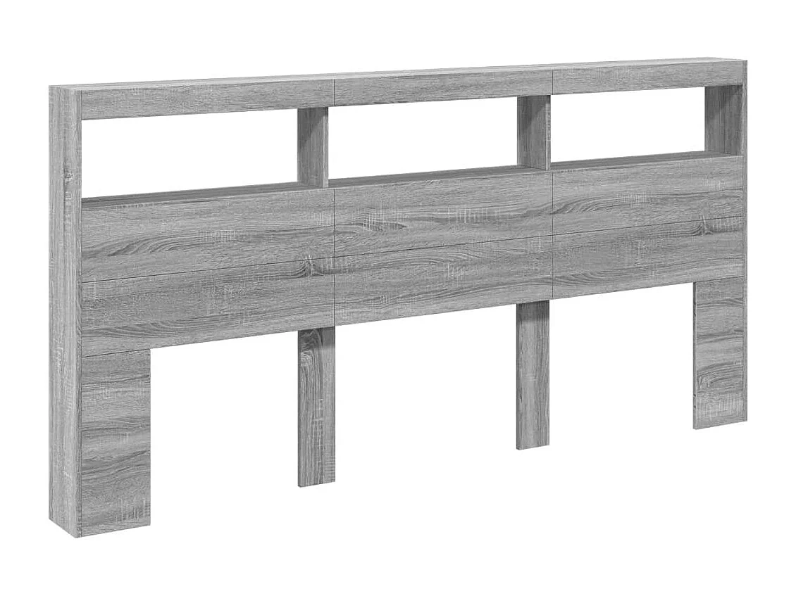 Armadio testiera con LED Sonoma grigio 200x17x102 cm