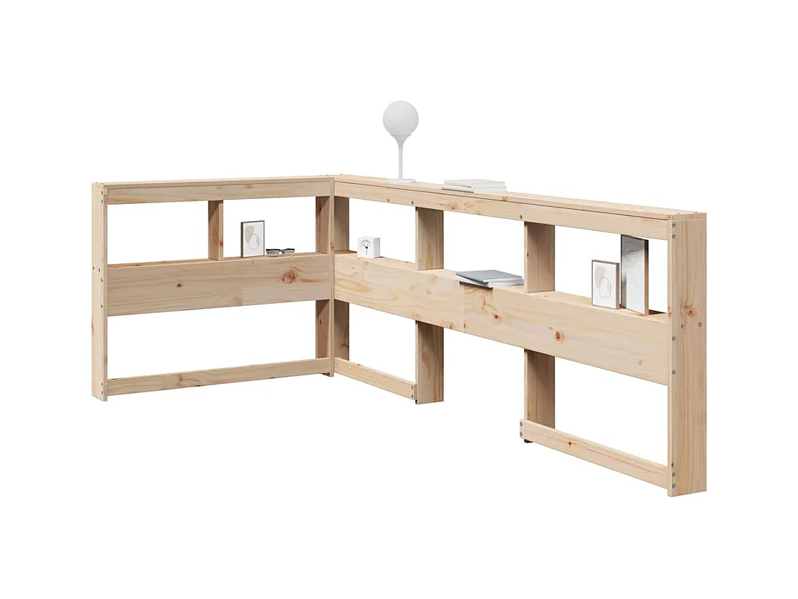 Cabecero de librería en forma de L de madera maciza de pino