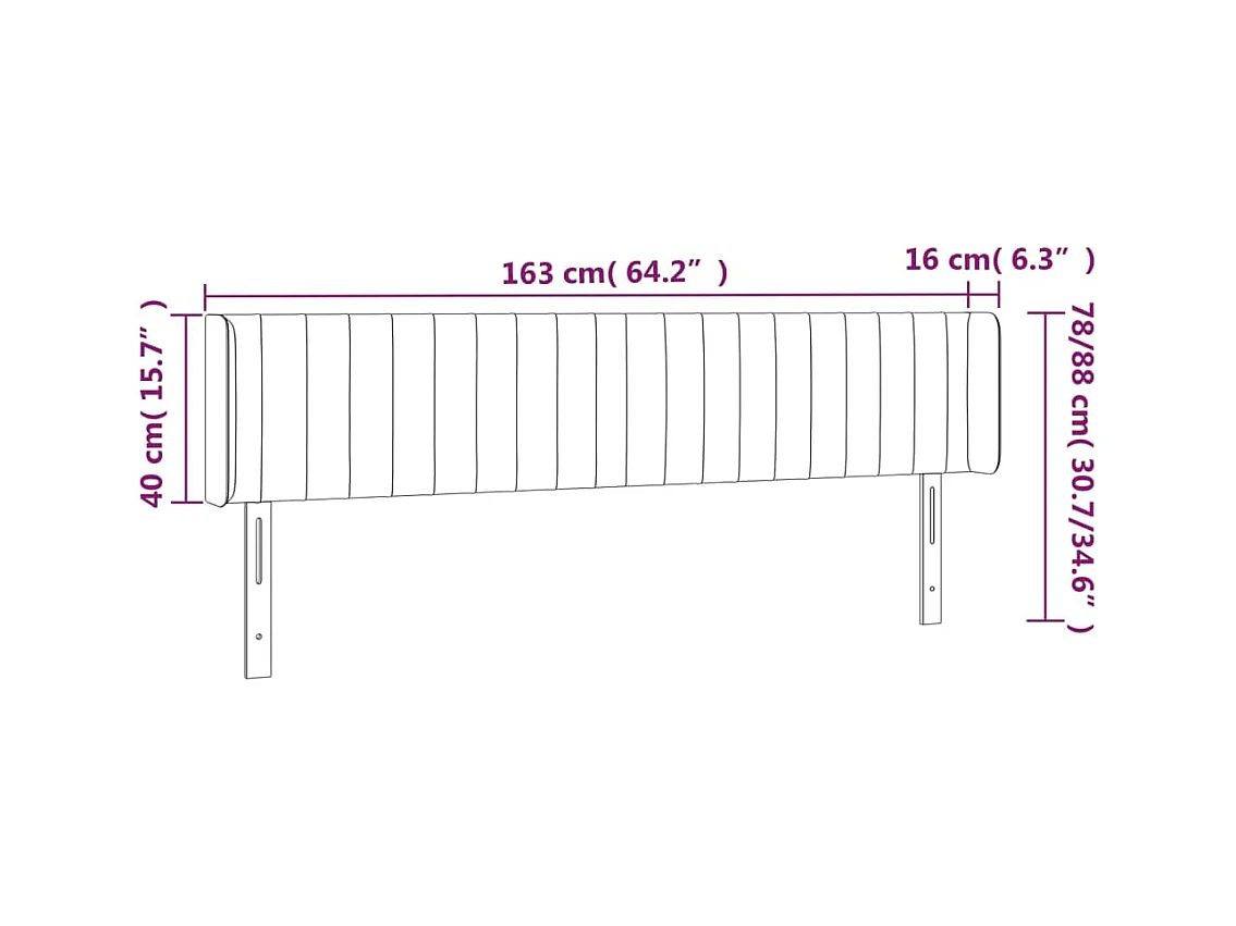 LED-Kopfteil Hellgrau 163x16x78/88 cm Stoff