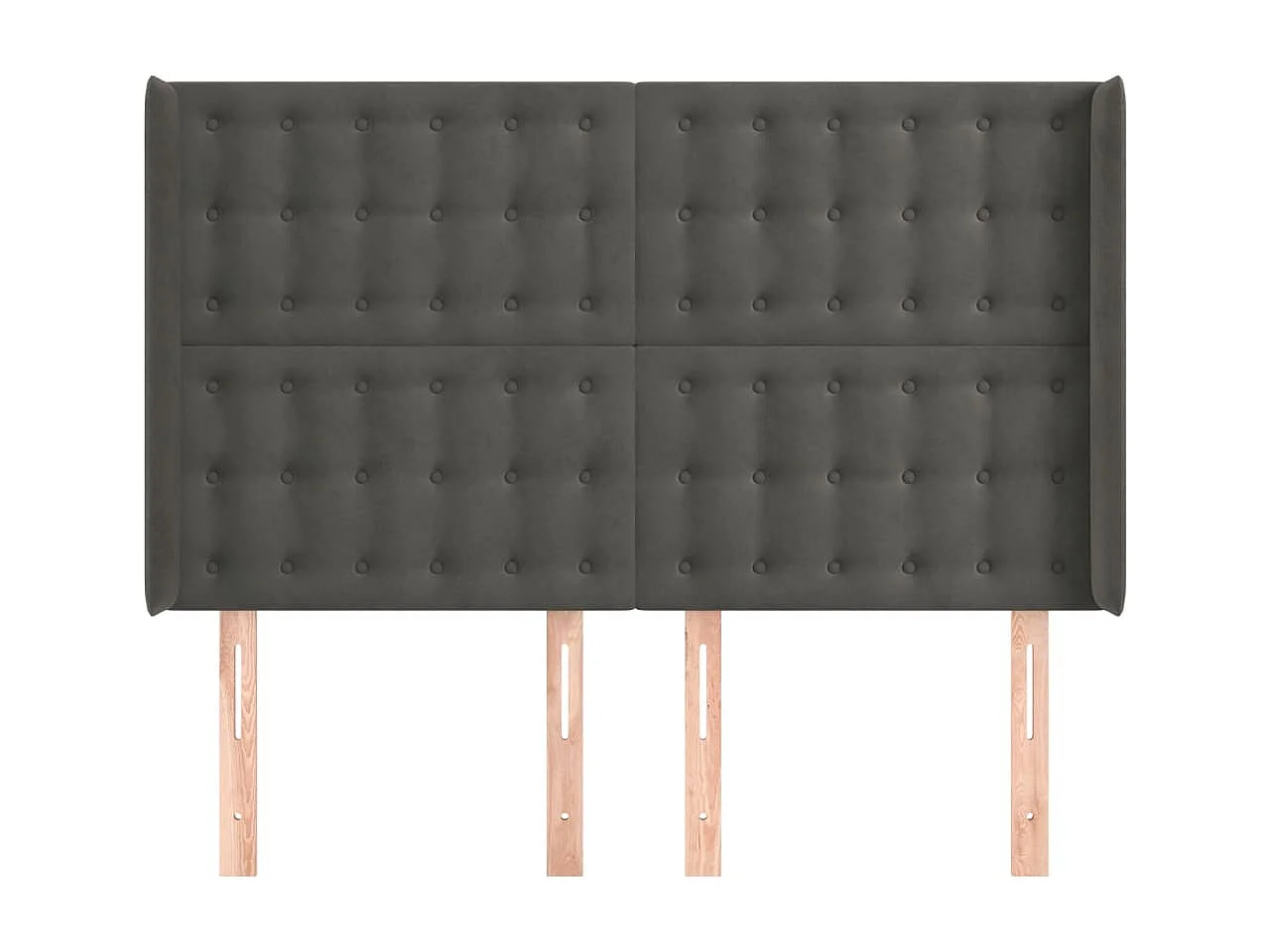 Tête de lit avec oreilles Gris foncé 147x16x118/128 cm Velours