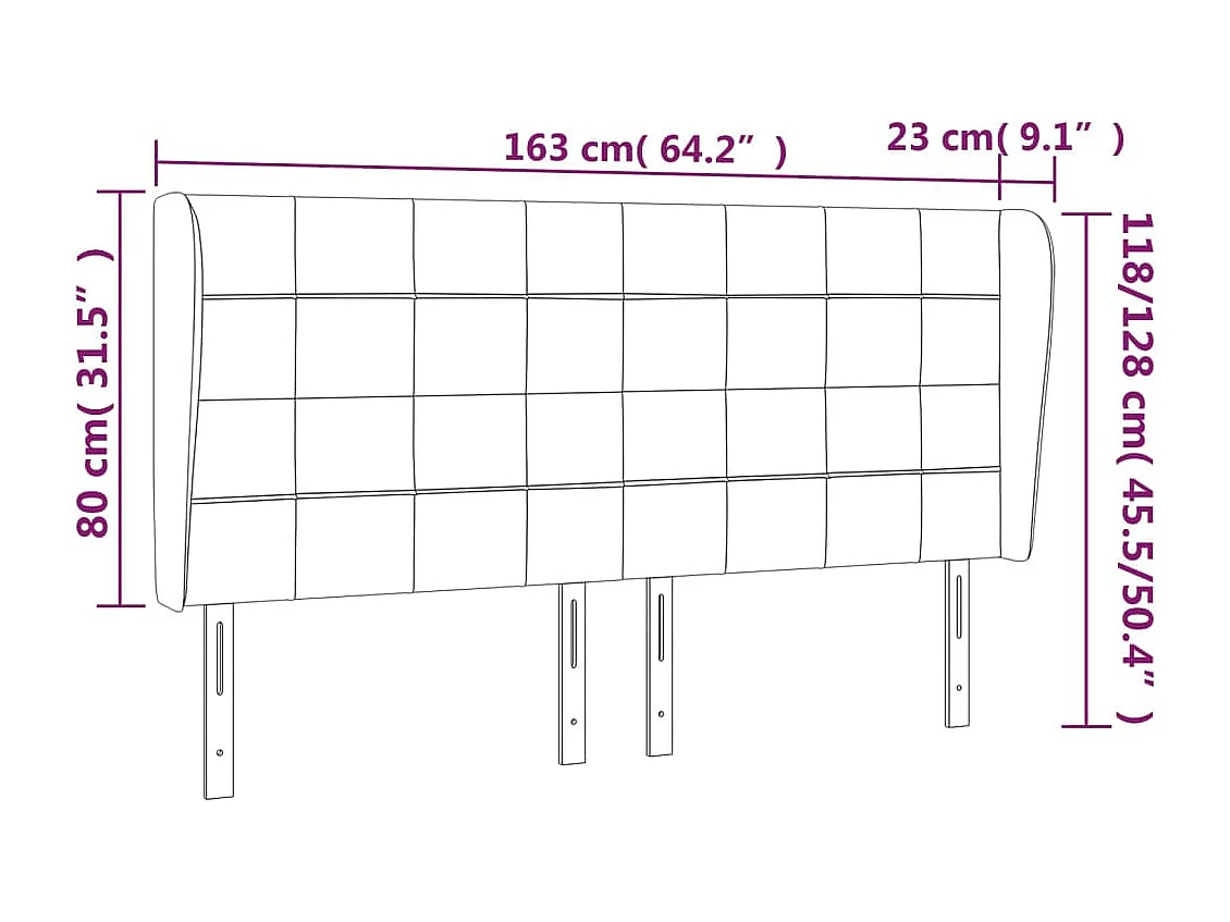 Hoofdbord met vleugels Rose 163x23x118/128 cm Fluweel
