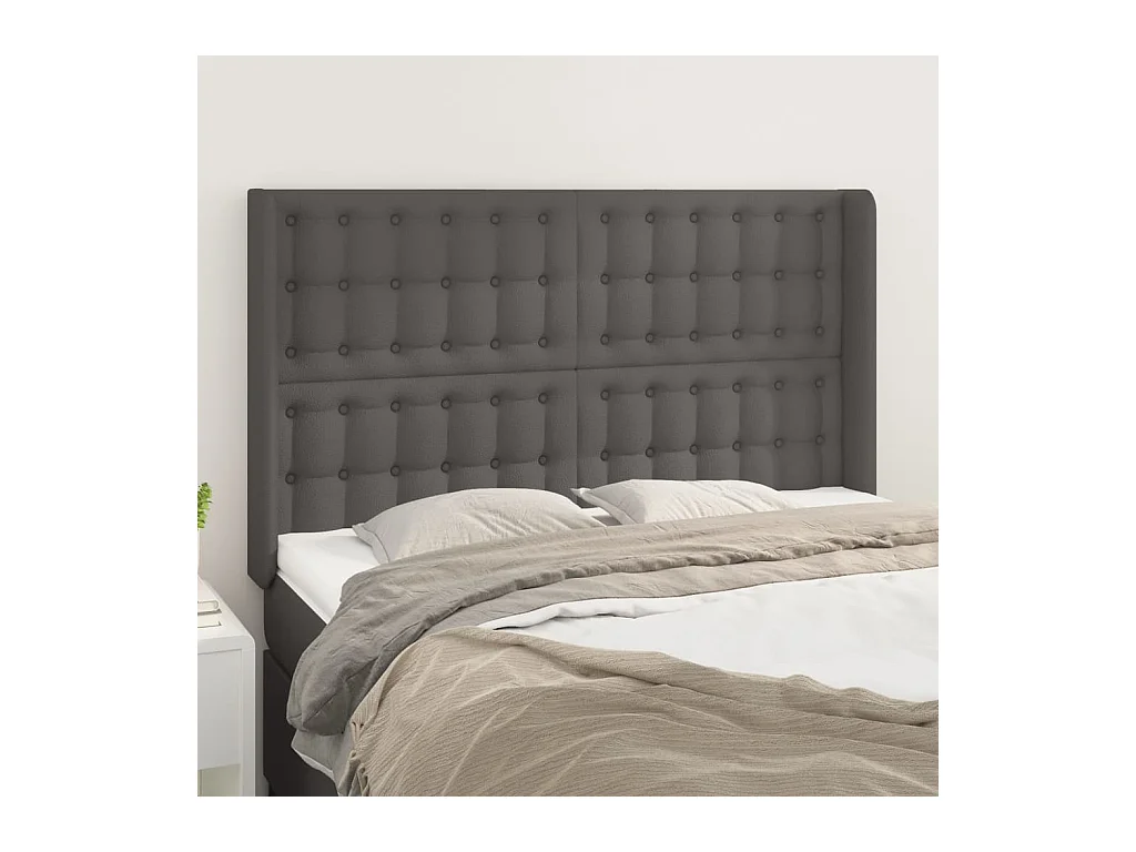 Hoofdbord met vleugels Grijs 147x16x118/128 cm Kunstleer