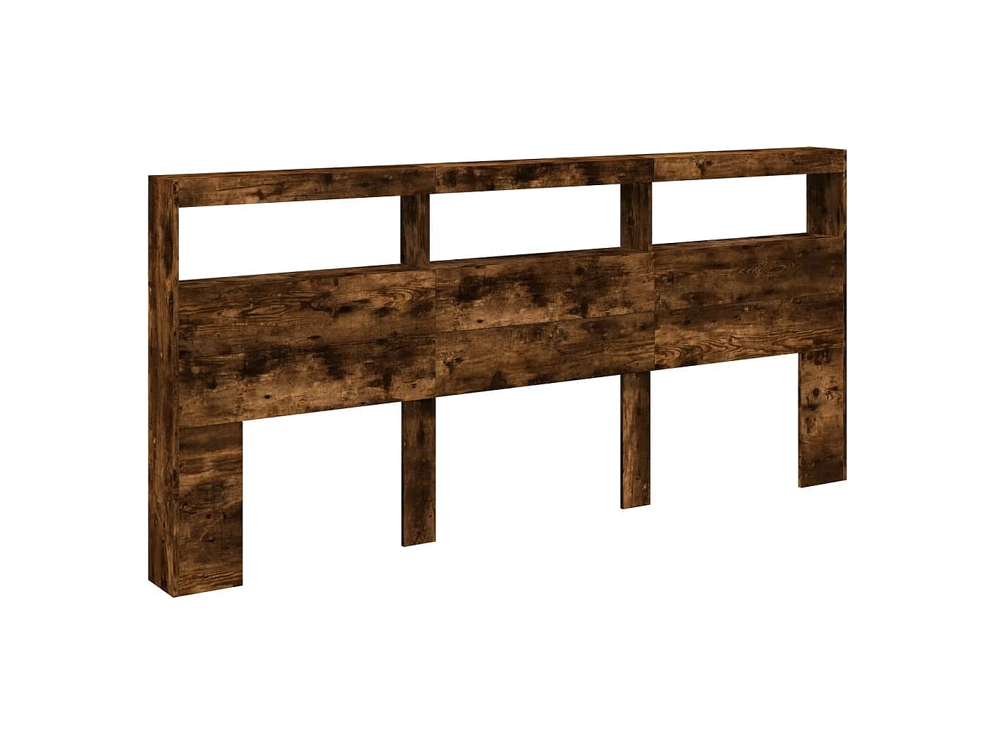 Cabecero de armario con LED roble ahumado 220x17x102 cm