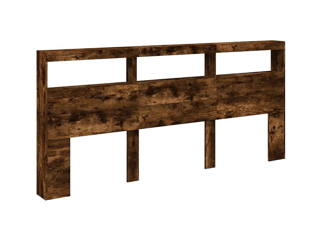 Cabecero de armario con LED roble ahumado 220x17x102 cm