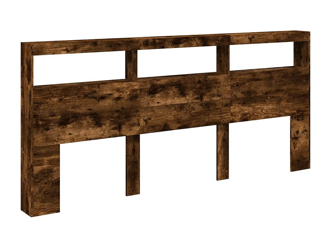 Cabecero de armario con LED roble ahumado 220x17x102 cm