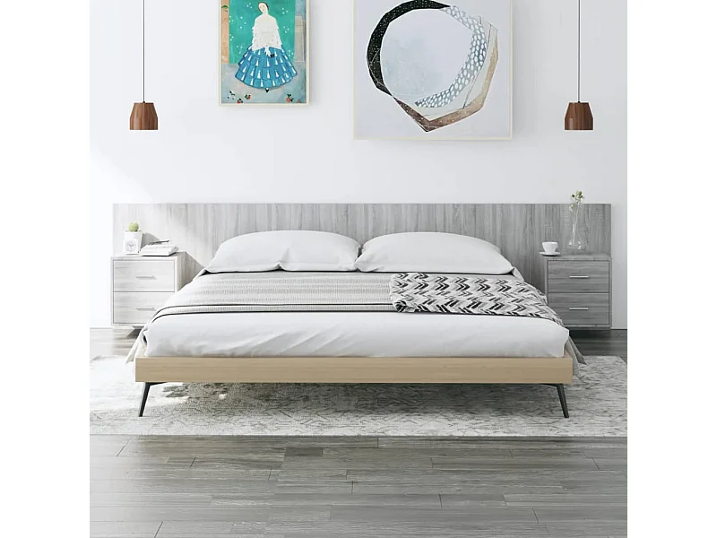 Sonoma Gray Engineered Wood Hoofdbord met Kasten