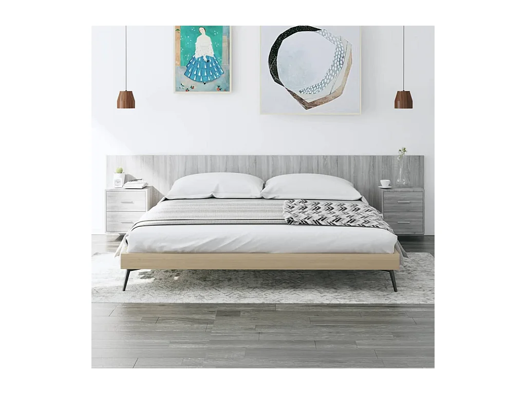 Sonoma Gray Engineered Wood Hoofdbord met Kasten