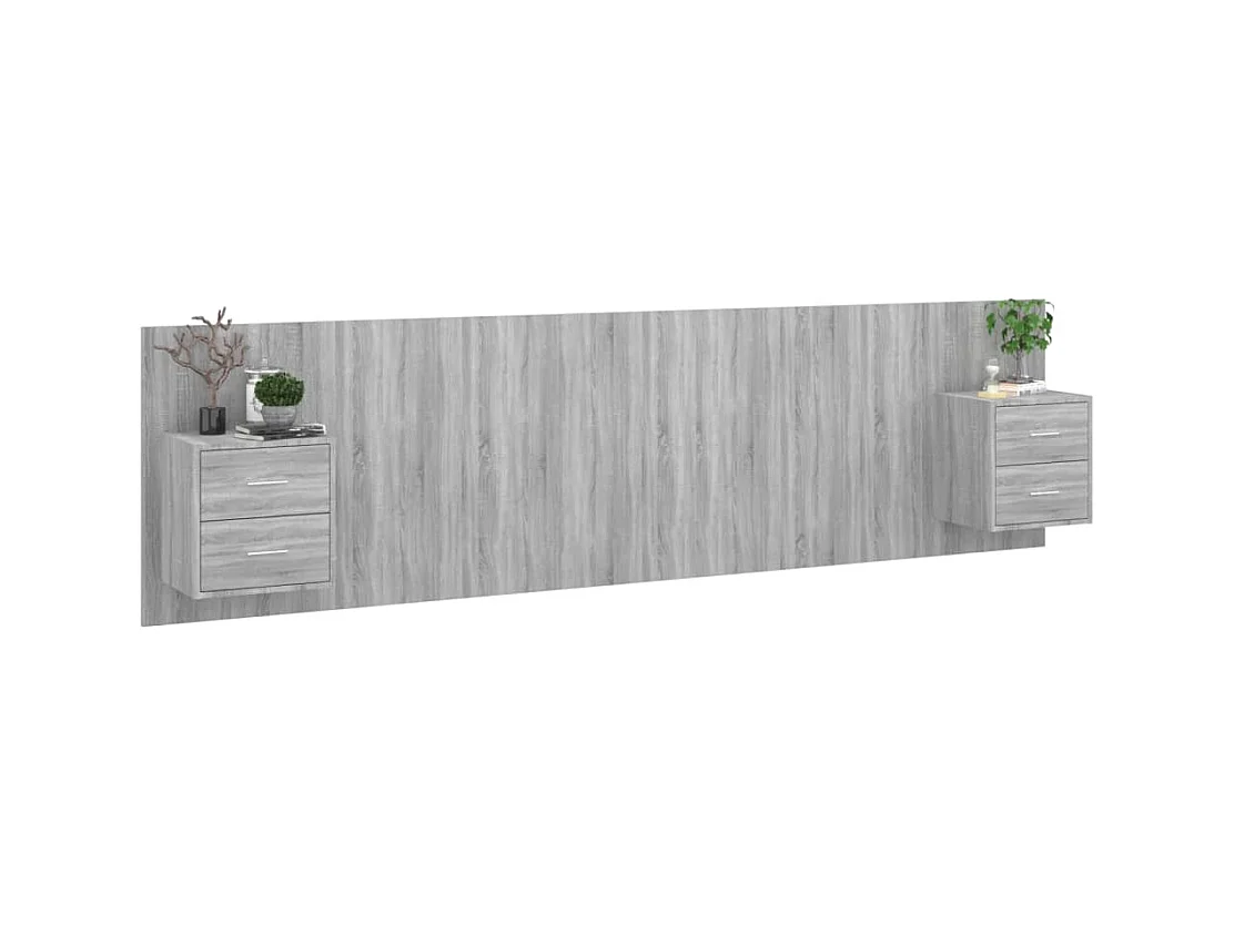 Sonoma Gray Engineered Wood Hoofdbord met Kasten