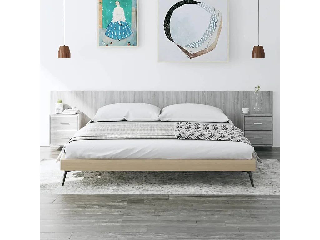 Sonoma Gray Engineered Wood Hoofdbord met Kasten