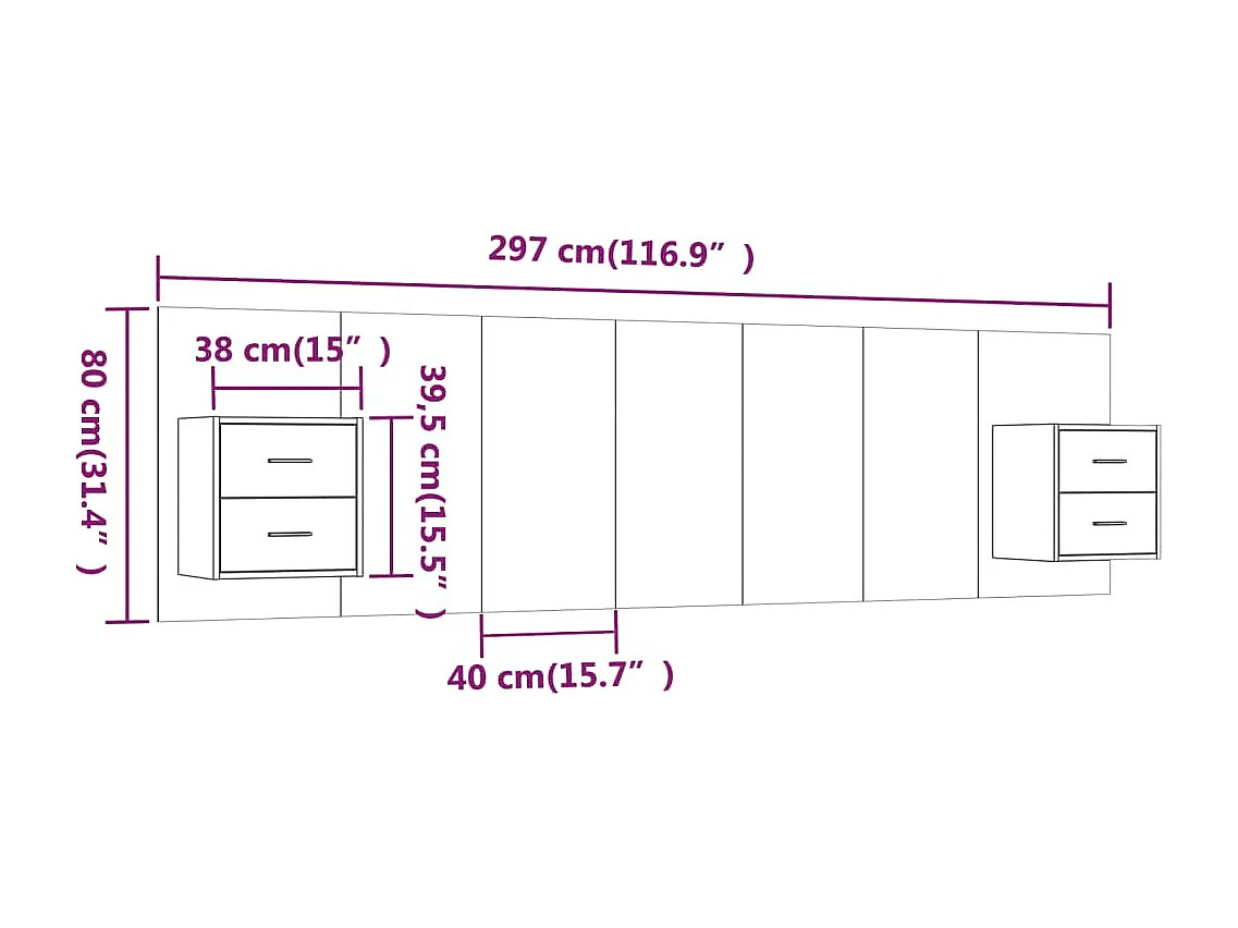 Sonoma Gray Engineered Wood Hoofdbord met Kasten