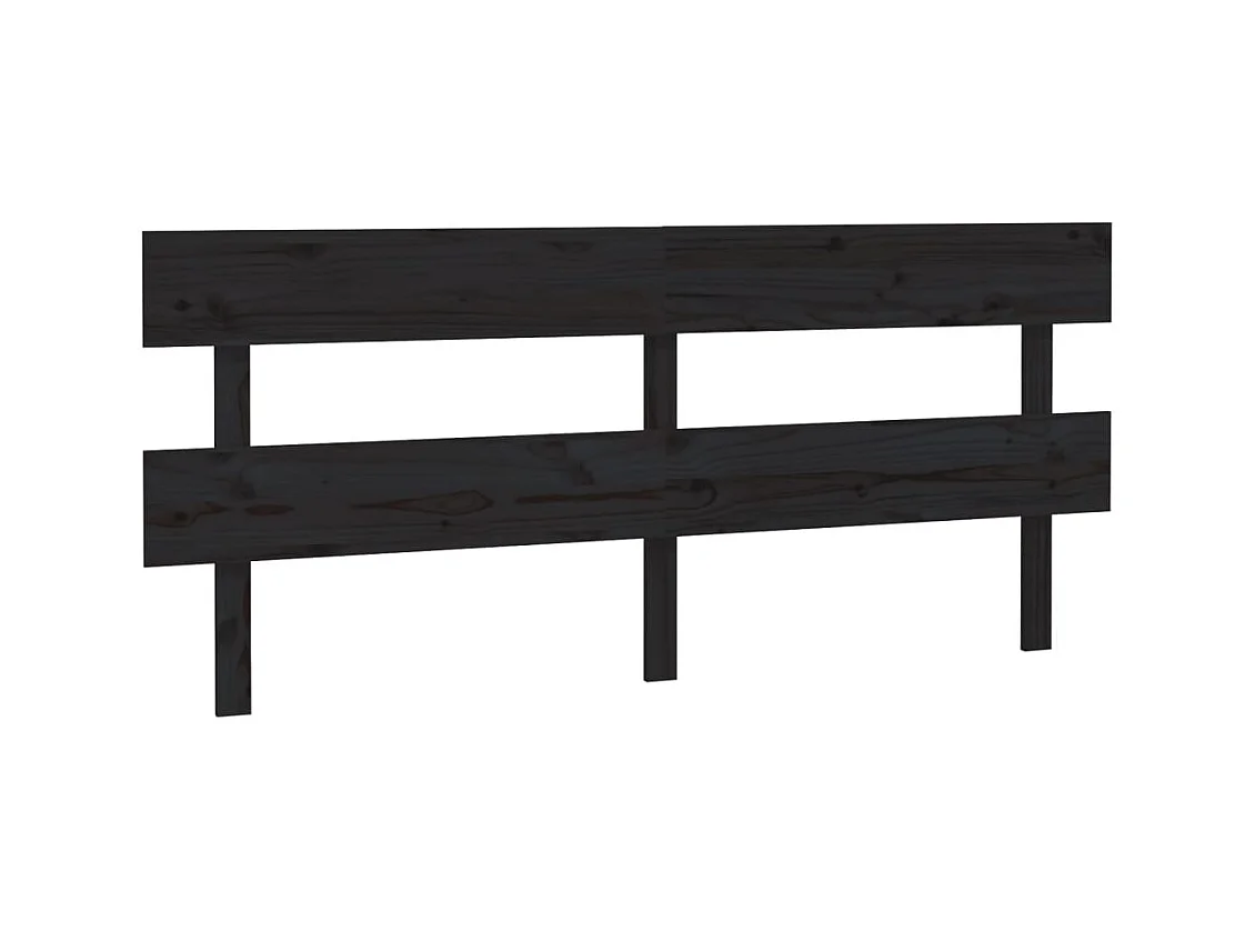 Tête de lit Noir 204x3x81 cm Bois massif de pin