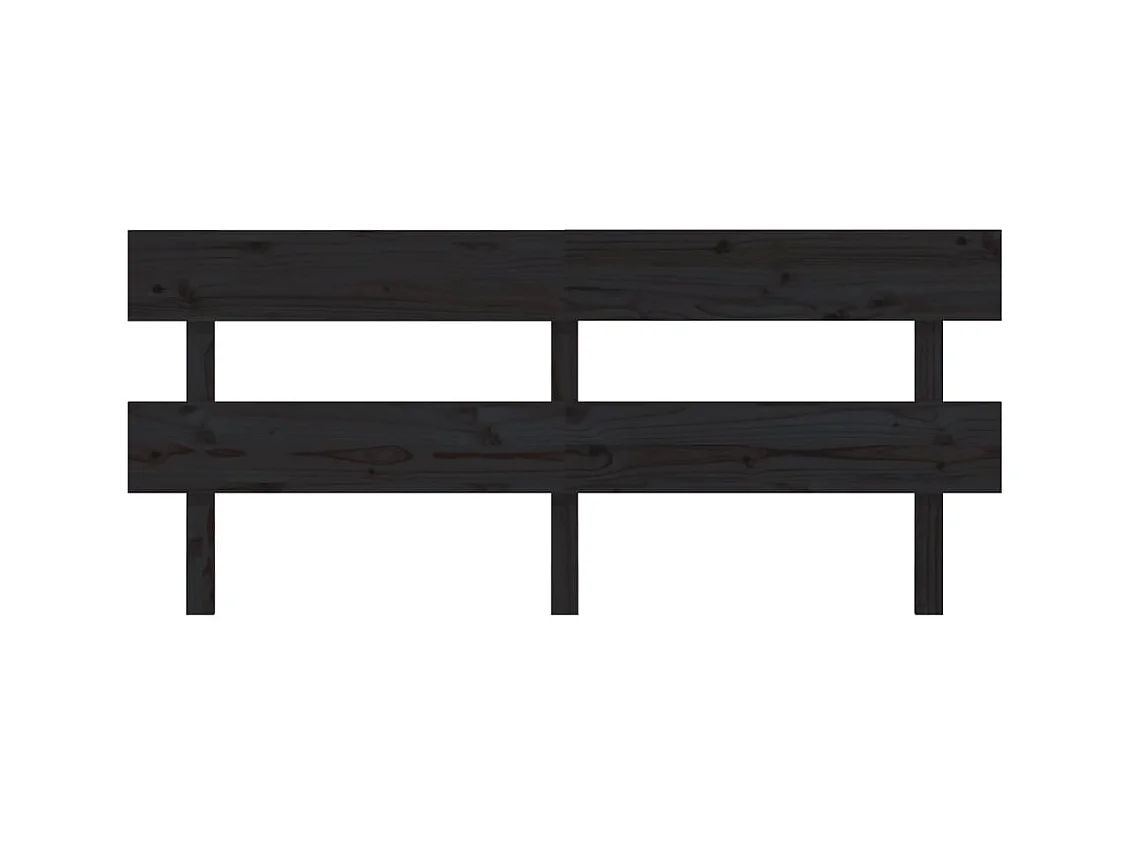 Tête de lit Noir 204x3x81 cm Bois massif de pin