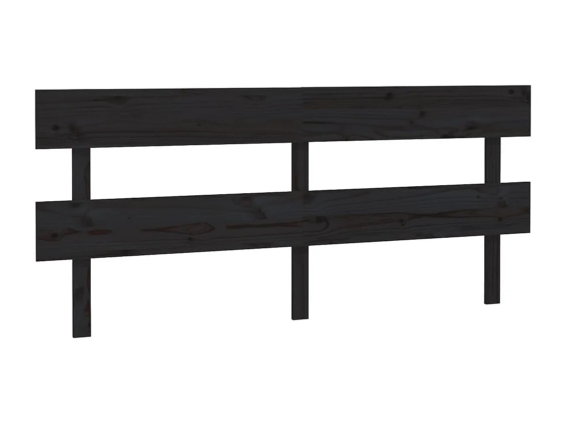 Tête de lit Noir 204x3x81 cm Bois massif de pin