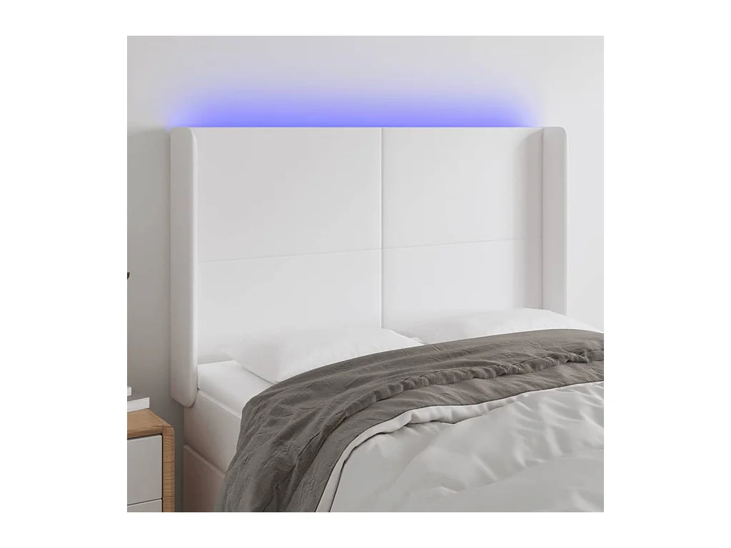 LED Hoofdbord Wit 147x16x118/128 cm Kunstleer