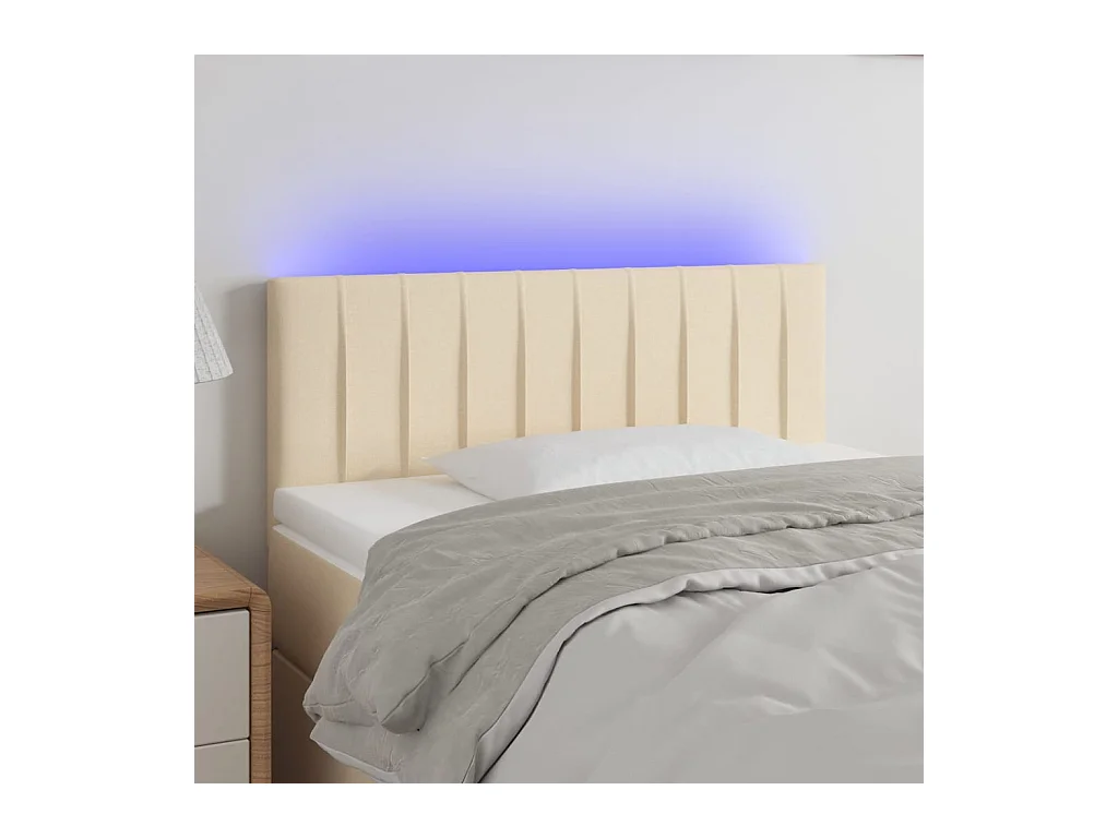 LED Hoofdbord Crème 100x5x78/88 cm Stof