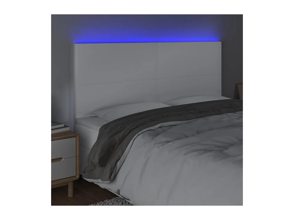 Cabecero LED Blanco 180x5x118/128 cm Piel sintética