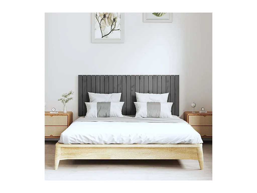 Cabecero de pared Gris 147x3x60 cm Madera maciza de pino