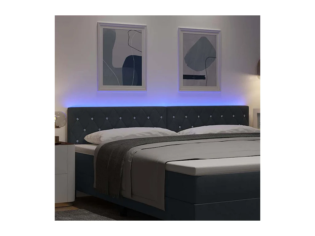 Argyle Donkergrijs LED Hoofdbord 100 cm Fluweel