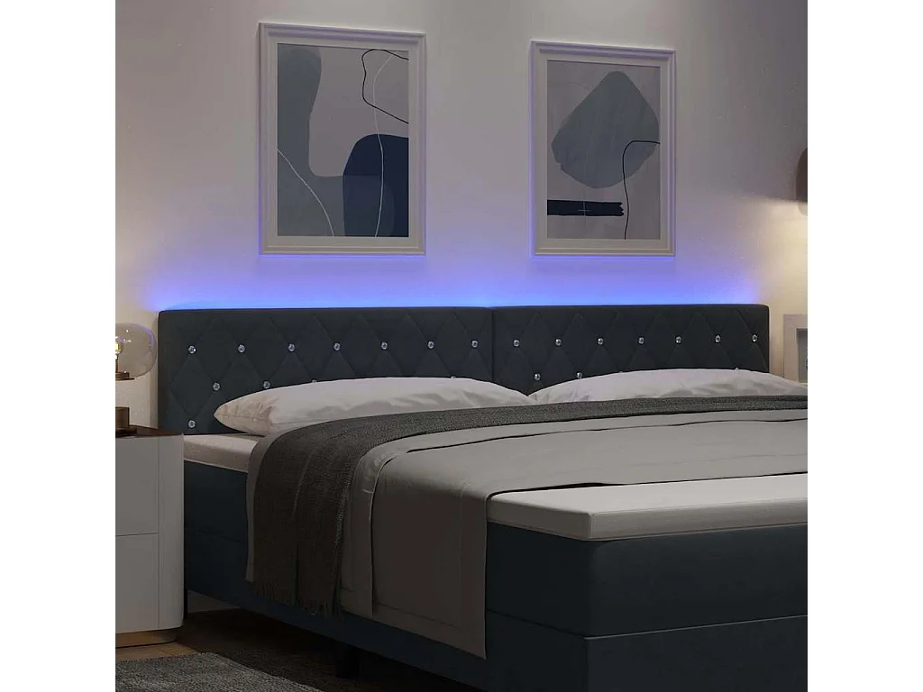 Cabecero Argyle LED Gris Oscuro Terciopelo 100 cm