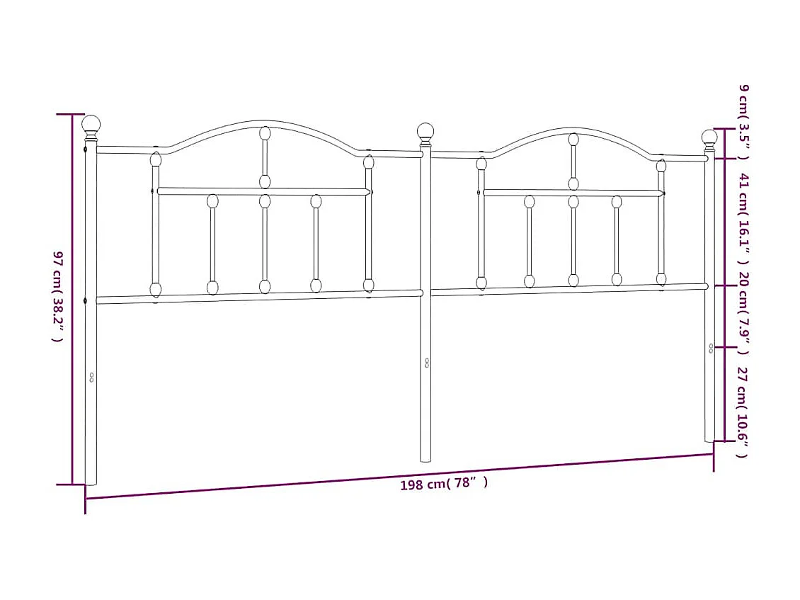 Tête de lit métal blanc 193 cm