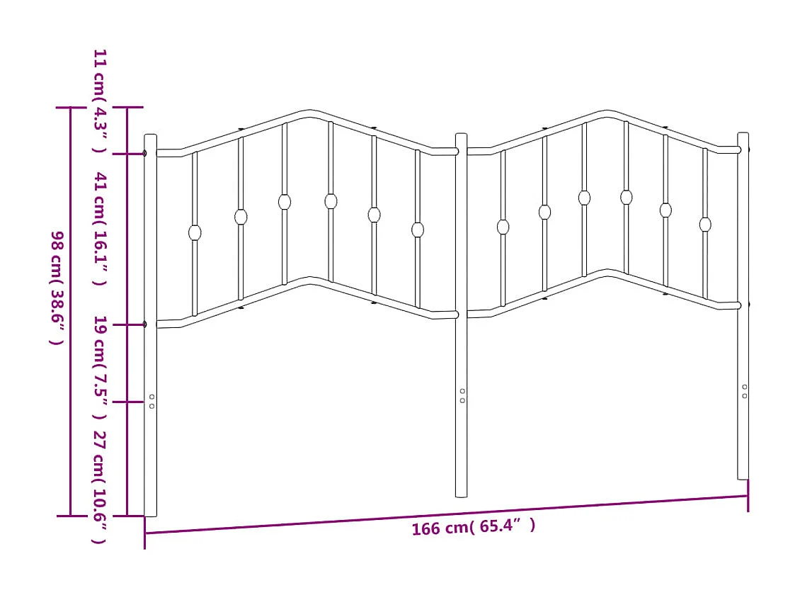 Wit metalen hoofdbord 160 cm