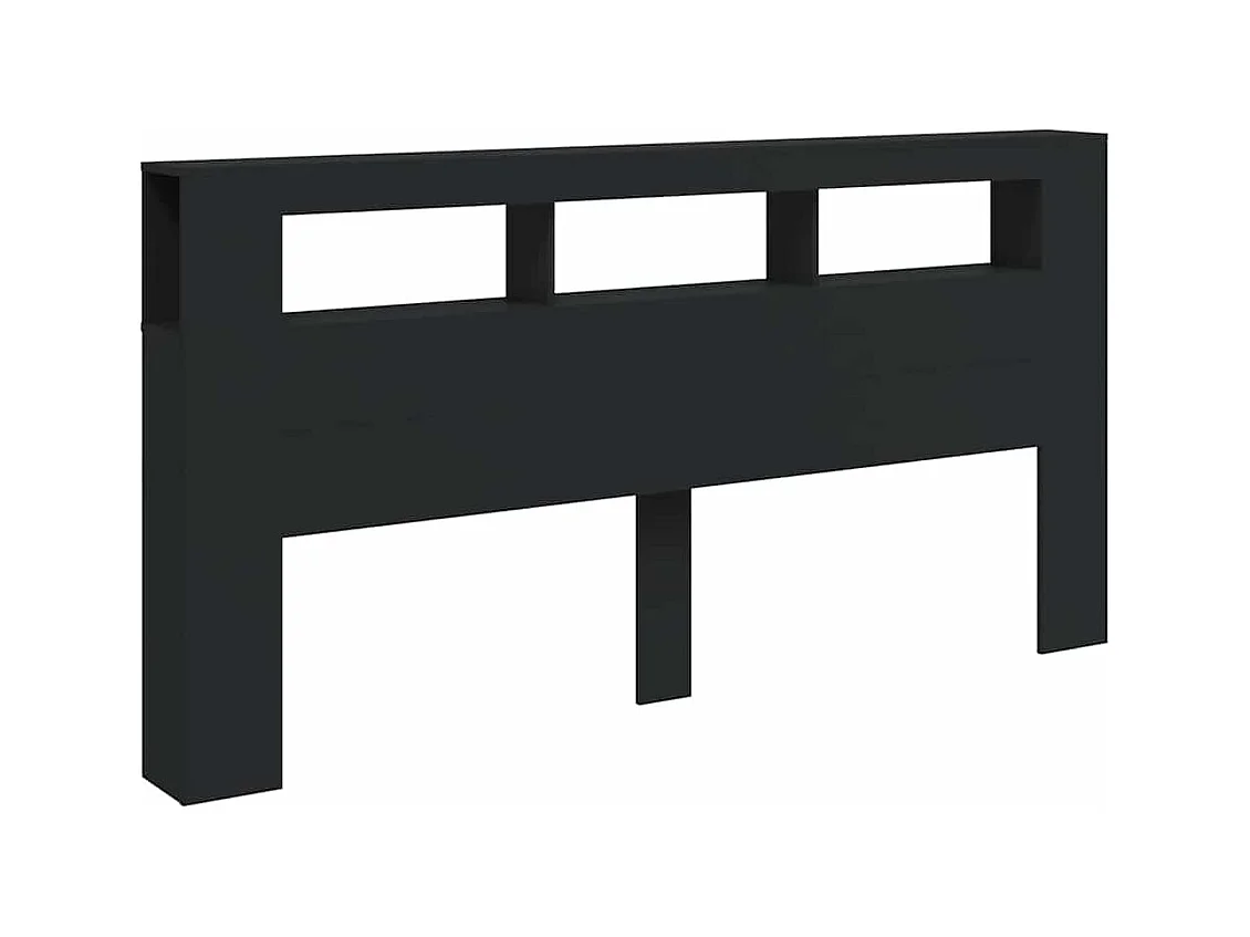 Cabecero LED negro 200x18,5x103,5 cm madera de ingeniería