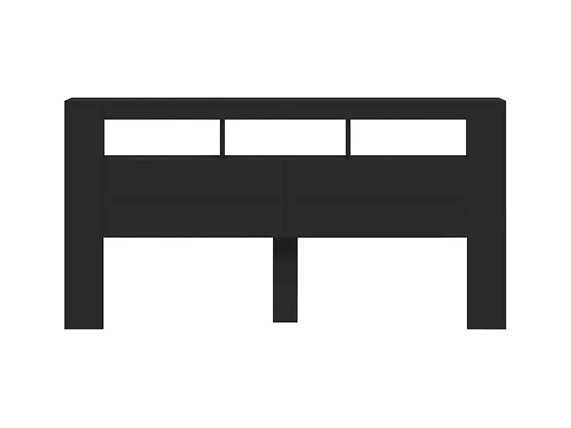 Cabecero LED negro 200x18,5x103,5 cm madera de ingeniería