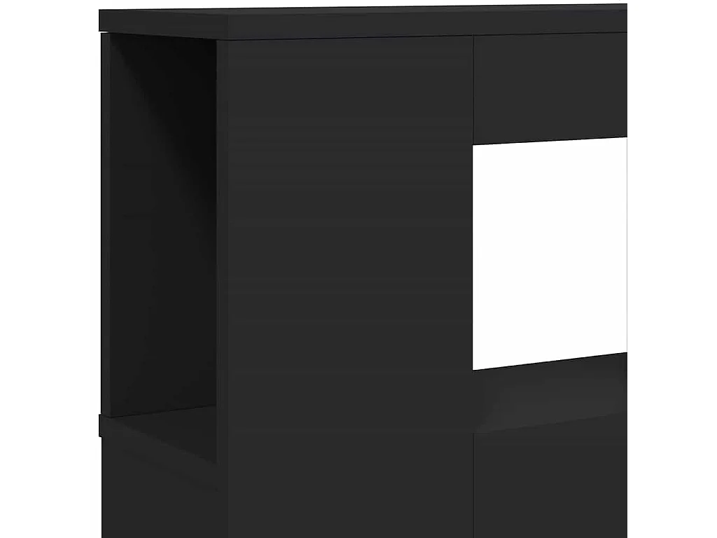 Cabecero LED negro 200x18,5x103,5 cm madera de ingeniería