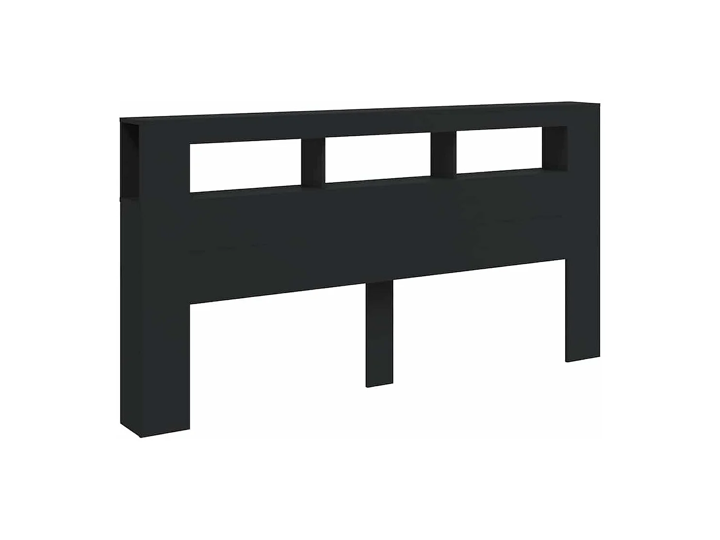Cabecero LED negro 200x18,5x103,5 cm madera de ingeniería
