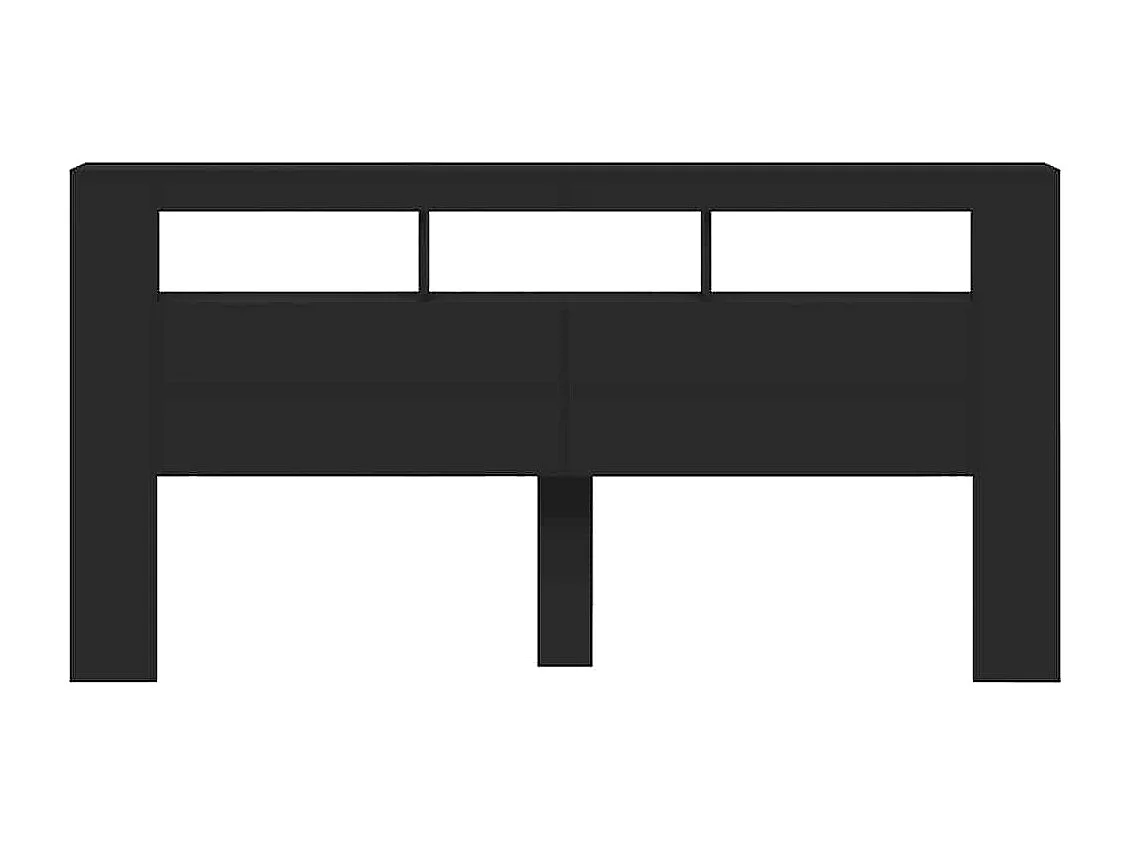 Cabecero LED negro 200x18,5x103,5 cm madera de ingeniería