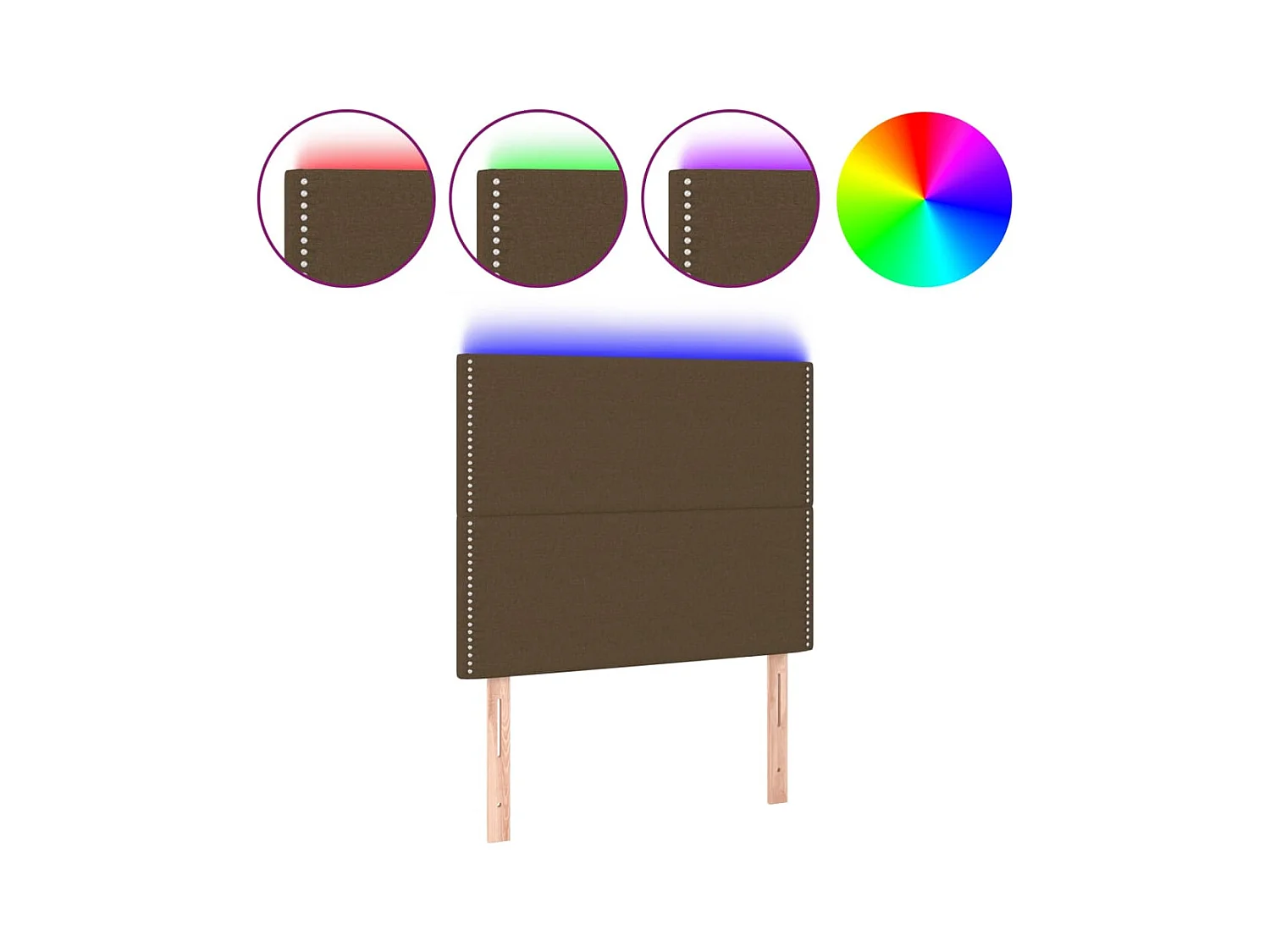 LED Hoofdbord Donkerbruin 100x5x118/128 cm Stof