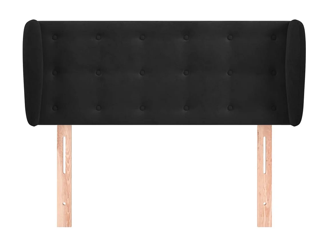 Testiera con ali Nero 83x23x78/88 cm Velluto