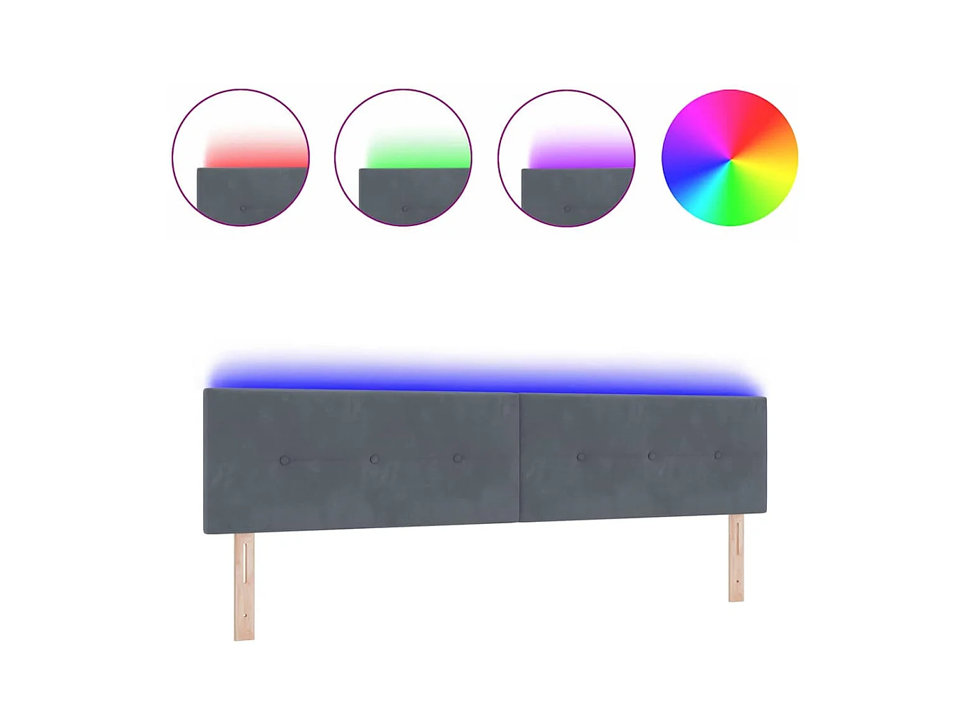 Hoofdbord met LED-verlichting Grijs 100 cm Fluweel