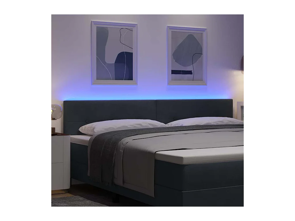 Hoofdbord met LED-verlichting Grijs 100 cm Fluweel