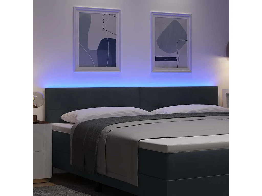 Kopfteil mit LED-Leuchten Grau 100 cm Samt