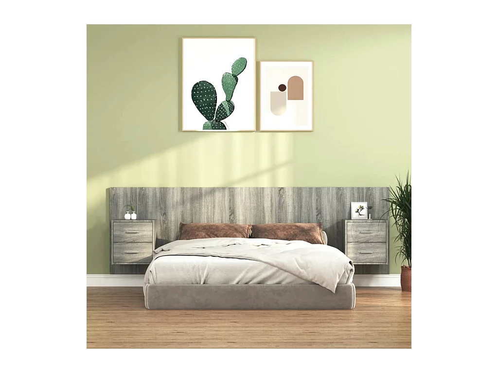 Sonoma Gray Engineered Wood Hoofdbord met Kasten