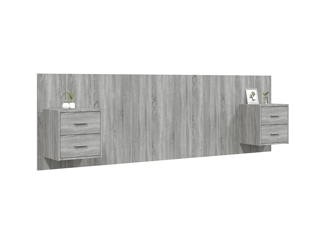Sonoma Gray Engineered Wood Hoofdbord met Kasten